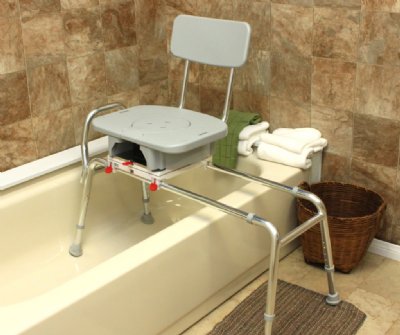 Snap-N-Save Sliding Transfer Bench with Cut-Out Swivel Seat