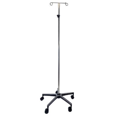 MRI 2 Hook I.V. Pole on Wheels with Aluminum Base