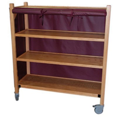 MRI Non Magnetic Oak Universal Cart, 4 Shelves, 2'D x 6'H x 4'W w/4" Casters