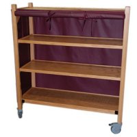 Show product details for MRI Non Magnetic Oak Universal Cart, 4 Shelves, 2'D x 6'H x 4'W w/4" Casters