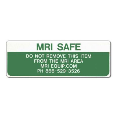 MRI Safe - Do Not Remove From MRI Area Warning Stickers - 1" x 3" - 50 pack