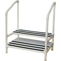 Show product details for PVC Double Step Stool with Rubber Tips, Double Handrail
