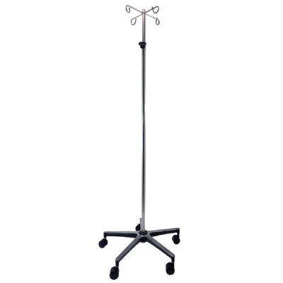 MRI 2 Hook I.V. Pole on Wheels with Aluminum Base