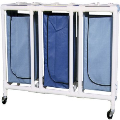 PVC Hamper, 28 Gallon 3 Bin, Mesh Bag