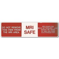 Show product details for MRI Safe - Do Not Remove From MRI Area Warning Stickers - 1 1/2" x 6" - 10 pack