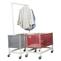 Show product details for PVC Laundry Basket, 4 1/2 Bushel with Pole Rack