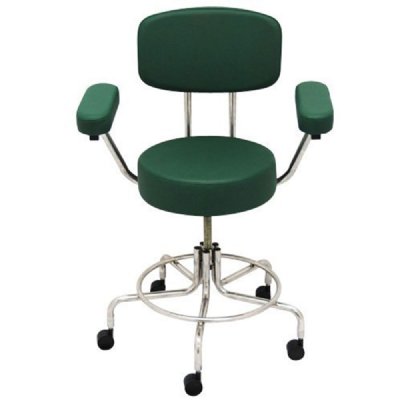 MRI Doctor Stool, Adj 16"-22"  Height, w/Casters, Back & Arm Rests