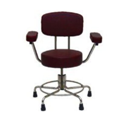 MRI Doctor Stool, Adj 21"-27" Height, w/Rubber Tips, Back Rest & Arms