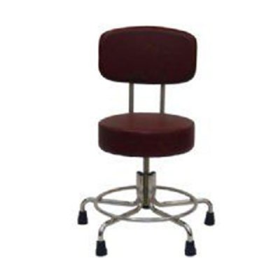 MRI Doctor Stool, Adj 15"-21" Height, w/Rubber Tips & Back Rest