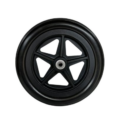 Black 8 Spoke Mag 8" x 1", Black Urethane Tire, 5/16" Axle, 1 1/2" Hub Width